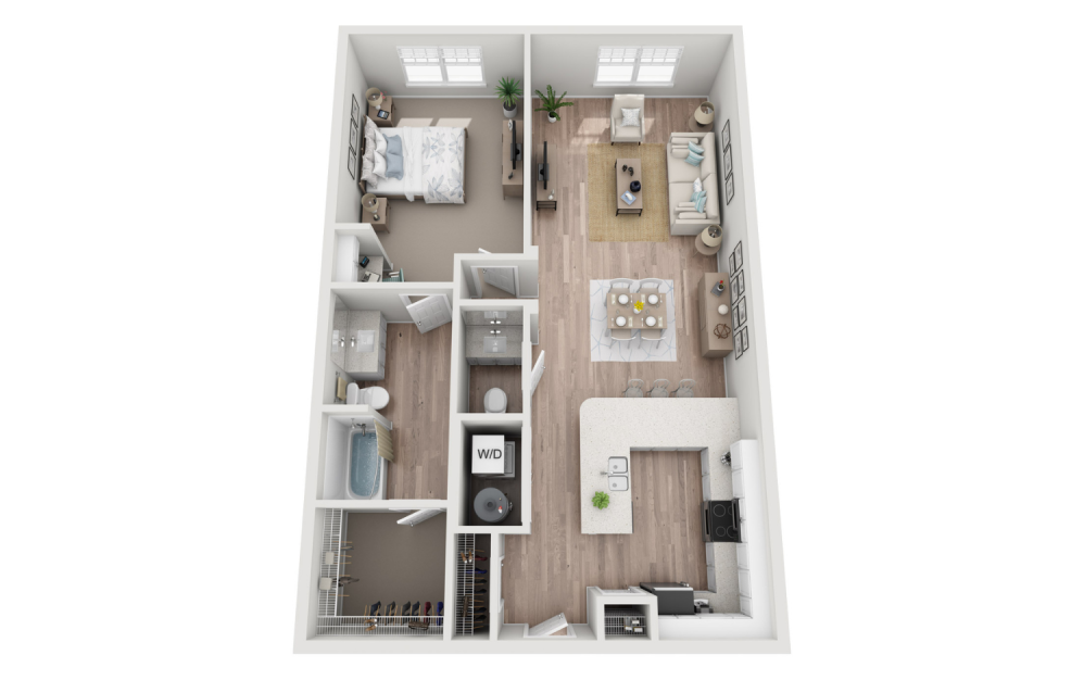 Azalea - 1 bedroom floorplan layout with 1.5 bathroom and 975 square feet