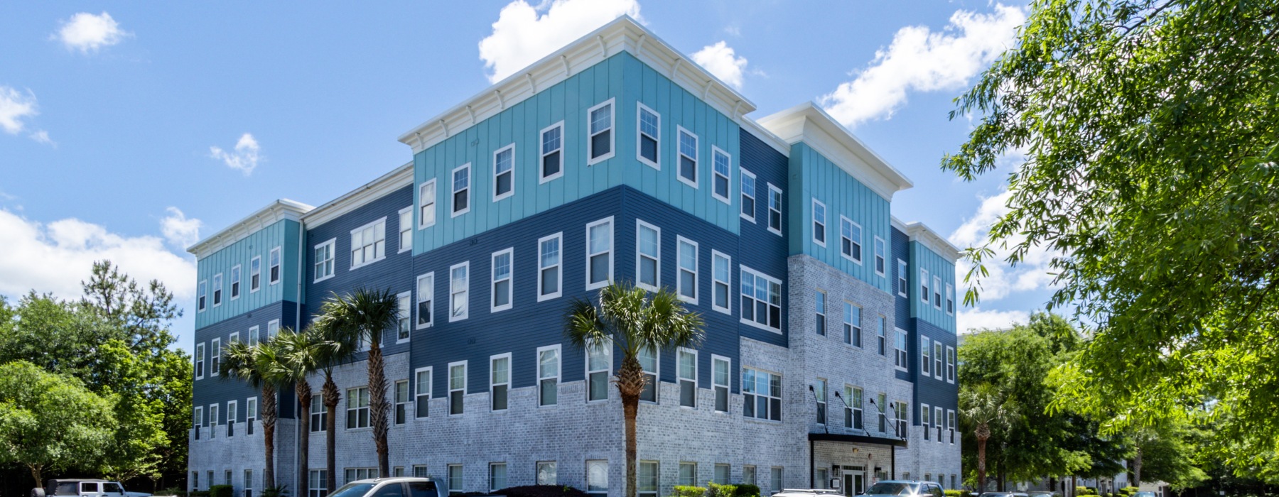 An exterior view of Parker Point apartments in Charleston, SC.
