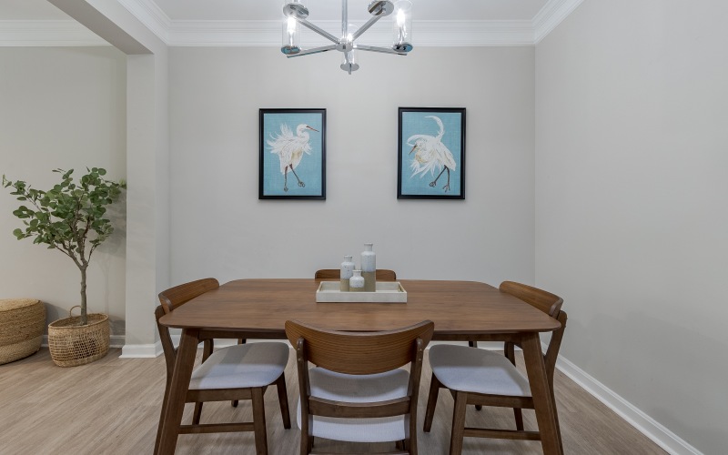 Dining room area with ample lighting